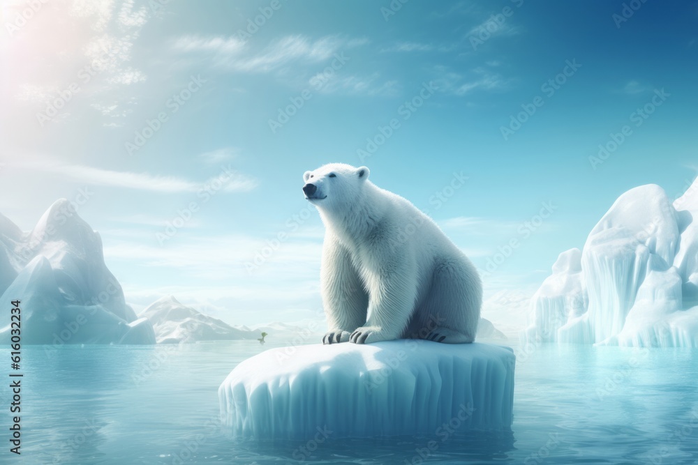 polar bear on a iceberg, Fragile Majesty: A Captivating CG Art ...