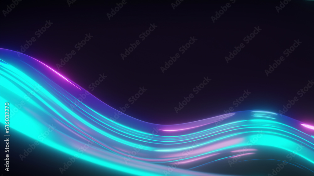 Abstract fluid render holographic iridescent neon curved wave in motion dark background Abstract fluid render holographic iridescent neon curved wave in motion dark background
