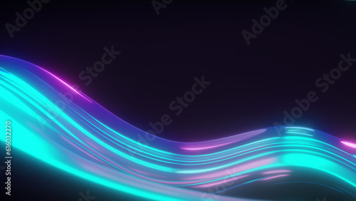 Wallpaper Mural Abstract fluid render holographic iridescent neon curved wave in motion dark background Torontodigital.ca