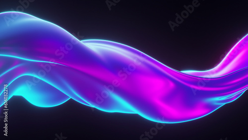 Abstract fluid render holographic iridescent neon curved wave in motion dark background