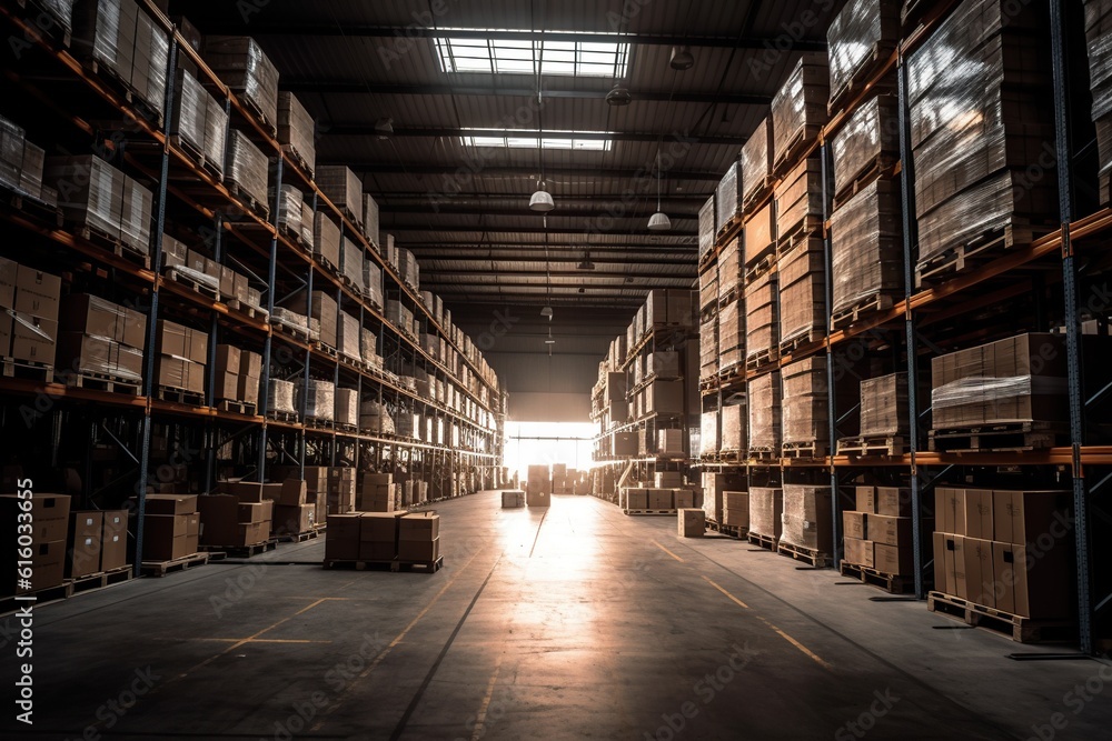 Fototapeta premium Inventory solutions a key piece to successful warehouse. Generative ai