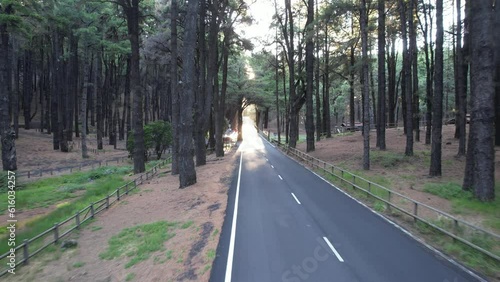 Road tripping in the Canary Islands on La Palma Island - Couple traveling by Camping Van through the beautiful Islands of Spain photo