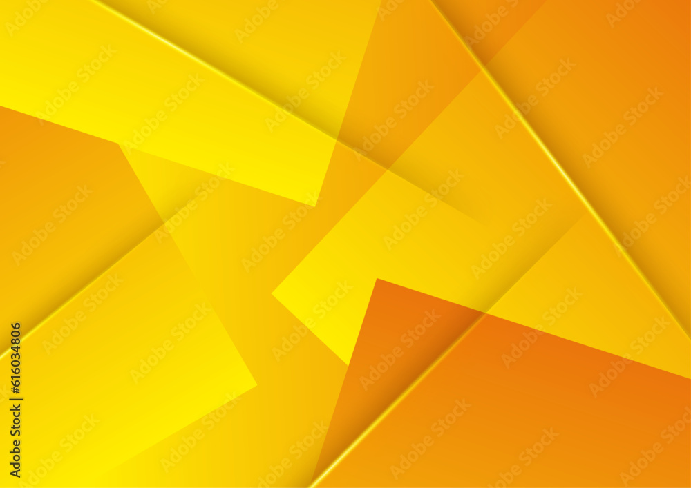 Fototapeta premium Abstract yellow orange geometric shapes 3d background. Vector illustration abstract graphic design banner pattern presentation background wallpaper web template.