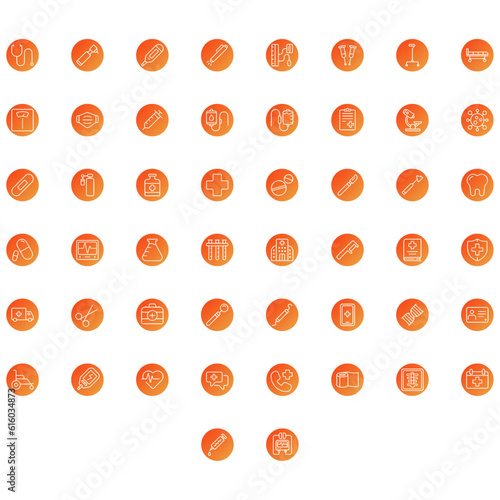 Vector of Medical Icon Set Round Gradient. Perfect for user interface, new application.