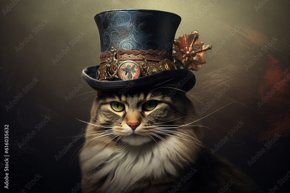 cute cat wearing a hat