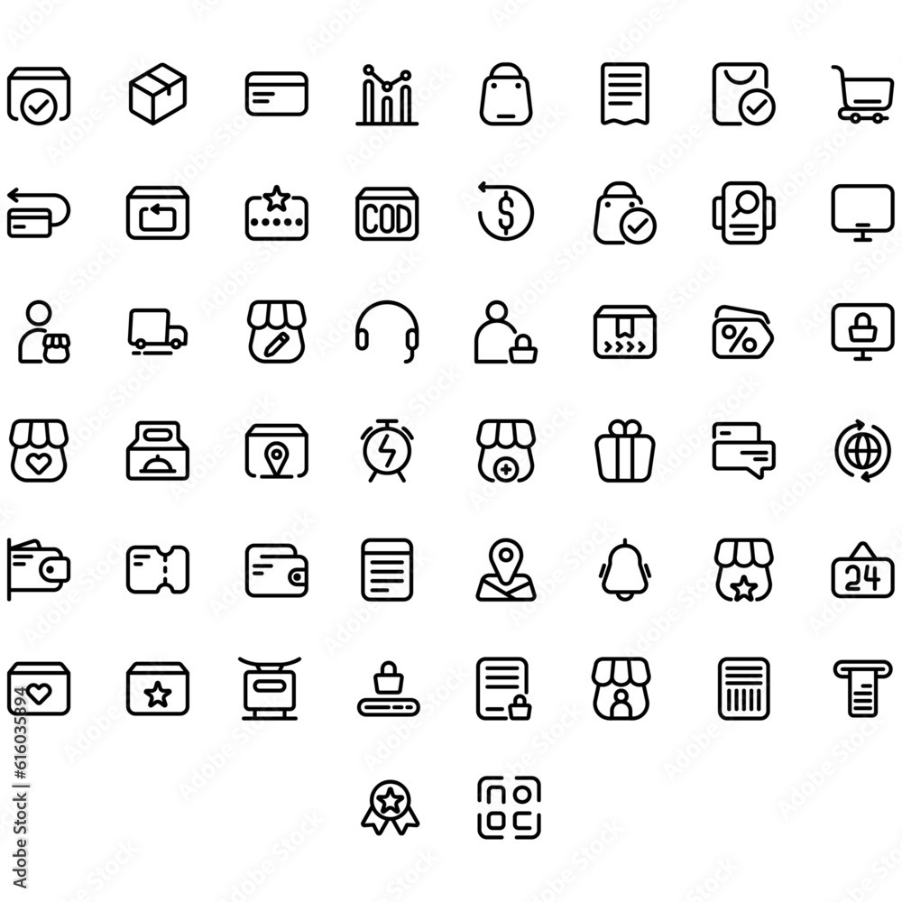 Vector of Online Shopping Icon Set. Perfect for user interface, new application.