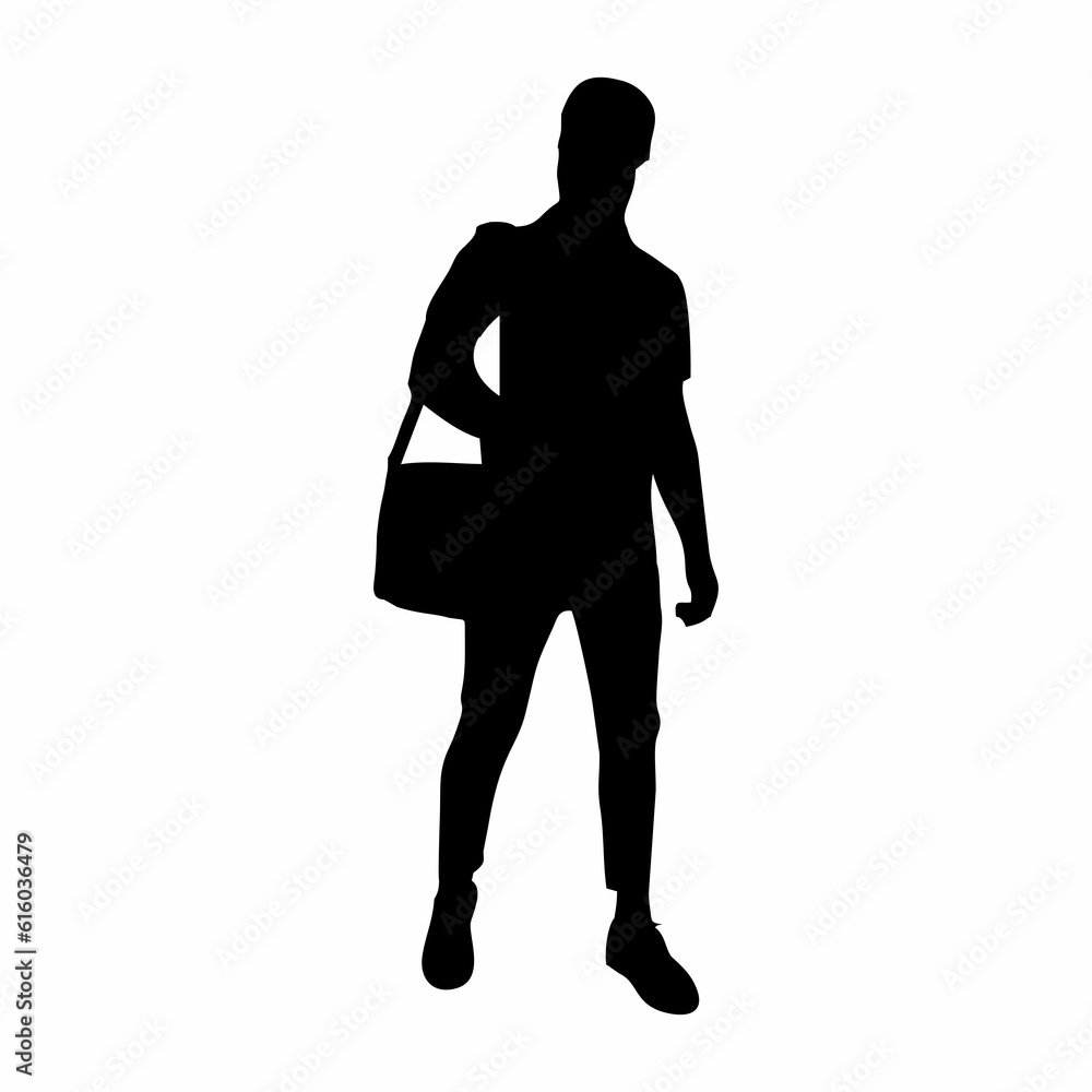 silhouette of business office man carrying laptop briefcase