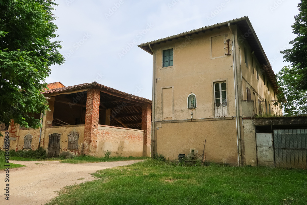 Farmhouse panorama landscape ancient houses Po Valley Italy Italian view Farmhouse panorama landscape ancient houses Po Valley Italy Italian view