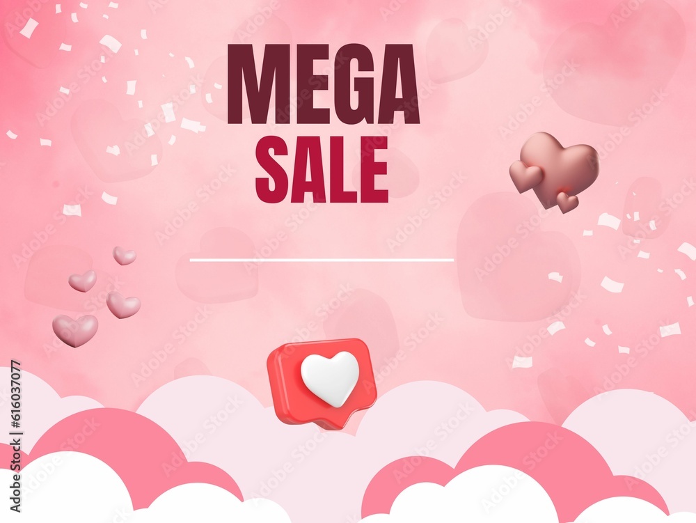Mega sale Poster and clouds banner seasonal offer Poster Mega sale Poster and clouds banner seasonal offer Poster
