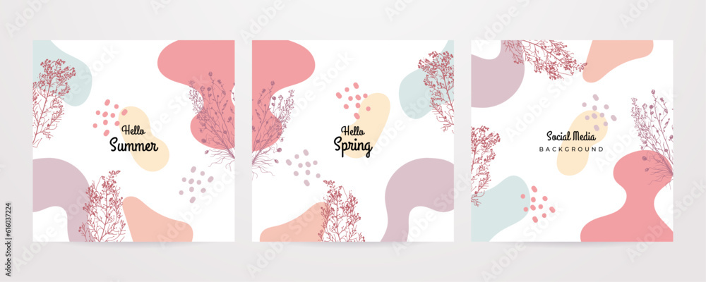 © SyahCreation - Hello Spring colorful season lettering phrase and spring elements.