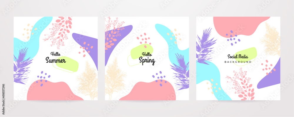 Summer Spring Floral vector flat design spring instagram post ...
