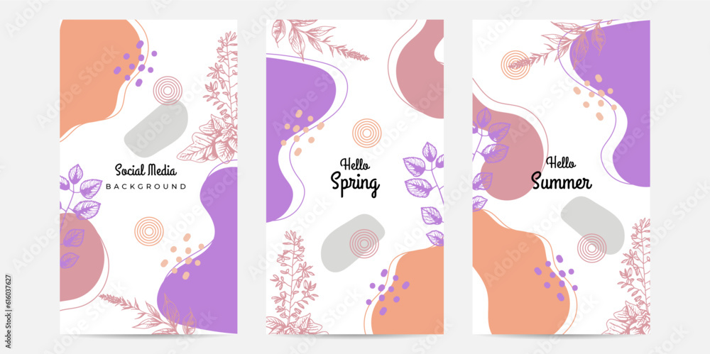Cute set of Spring Flowers vertical banners