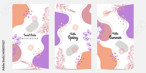 Cute set of Spring Flowers vertical banners