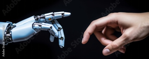 hand and robot conection,Bridging the Gap: A Robotic Hand and Human Hand Pointing Towards Mutual Collaboration, Fostering Connection in the Technological Landscape