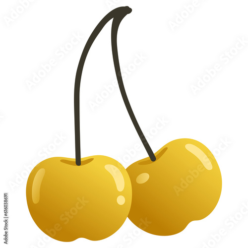 Rainier Cherry Cherries Flat Design Illustration