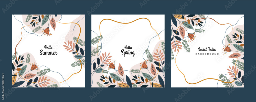 Spring Cute vector illustration of a woman with flowers, a bicycle with balloons, young people and a floral frame for a poster, card, flyer or banner