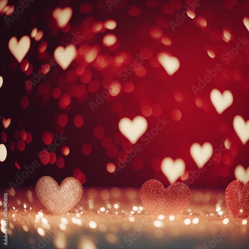Valentine's day background with heart shaped bokeh lights Generative AI