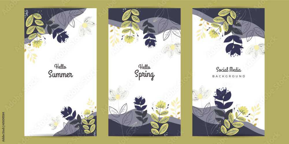 Hello spring banner background template with colorful flower.Can be use social media card, voucher, wallpaper,flyers, invitation, posters, brochure.