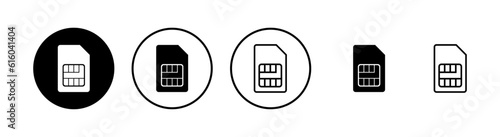 Sim card icons vector set. Mobile slot icon. Mobile cellular phone sim card chip.