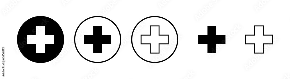 Plus Icons set. Add plus icon. Addition sign. Medical Plus icon - obrazy, fototapety, plakaty 