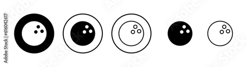 Bowling game Pin Icons set. Bowling icon, ball and pin