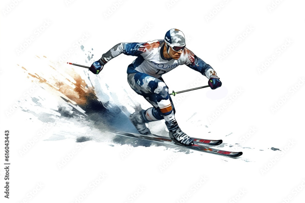 athlete Nordic combined isolated on white background. Generated by AI.