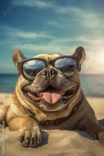 Hund entspannt am Strand KI © KNOPP VISION