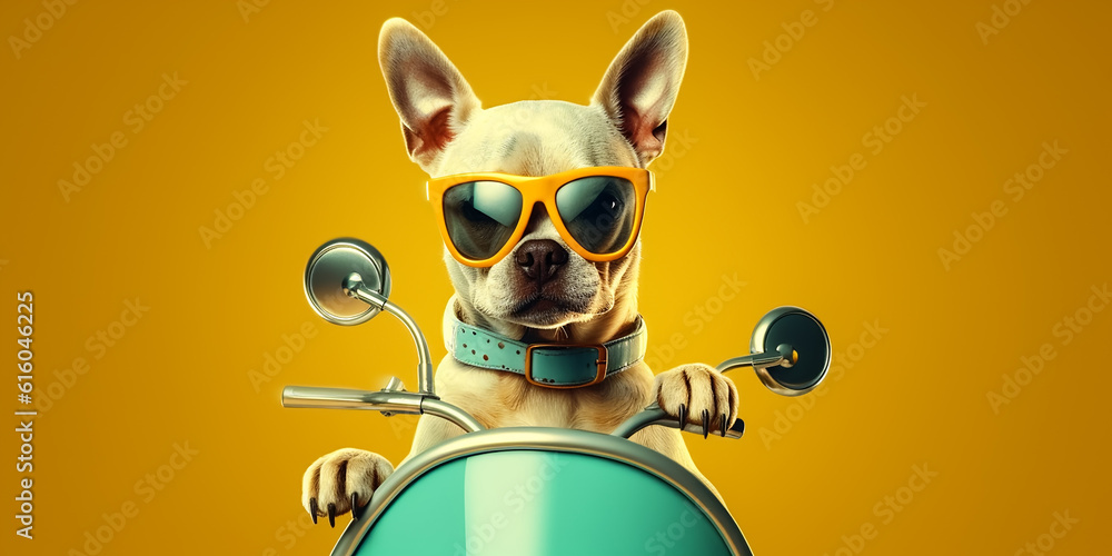 Cooler Hund auf Motorrad KI