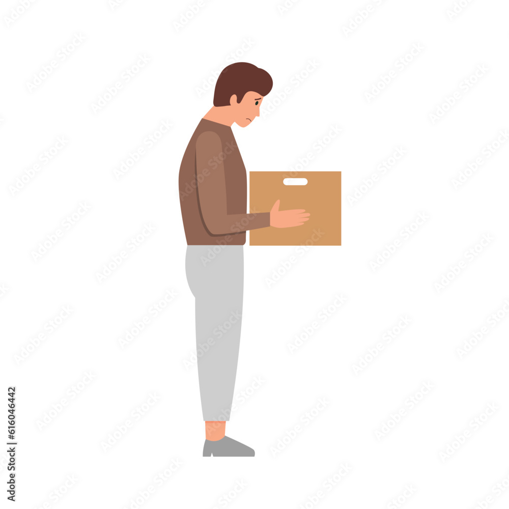 Fired office worker holds box Fired office worker holds box