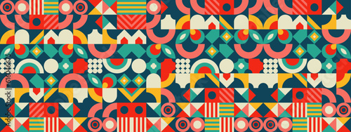 Abstract geometric concept poster design. Graphic horizontal pattern. Nature leaves development creative banner. Vector illustration.