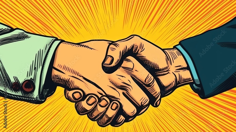 Business handshake deal . Fantasy concept , Illustration painting ...
