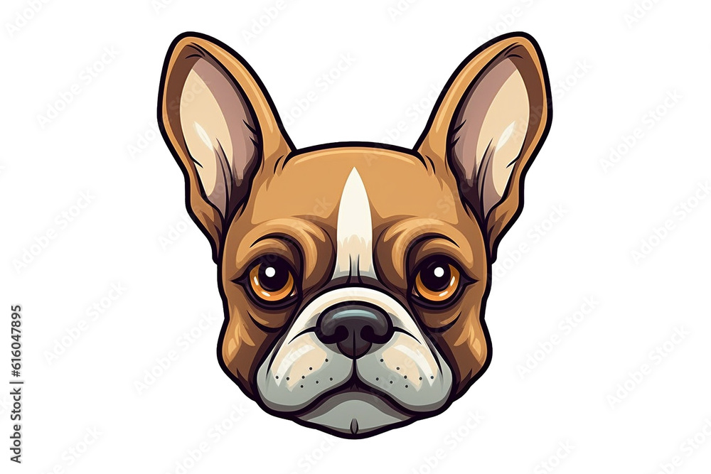 Cartoon style drawing of French Bulldog head Cartoon style drawing of French Bulldog head