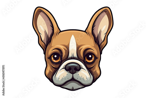 Cartoon style drawing of French Bulldog head