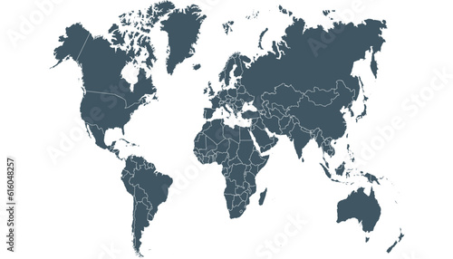 World map. Silhouette map. Color modern vector map.	