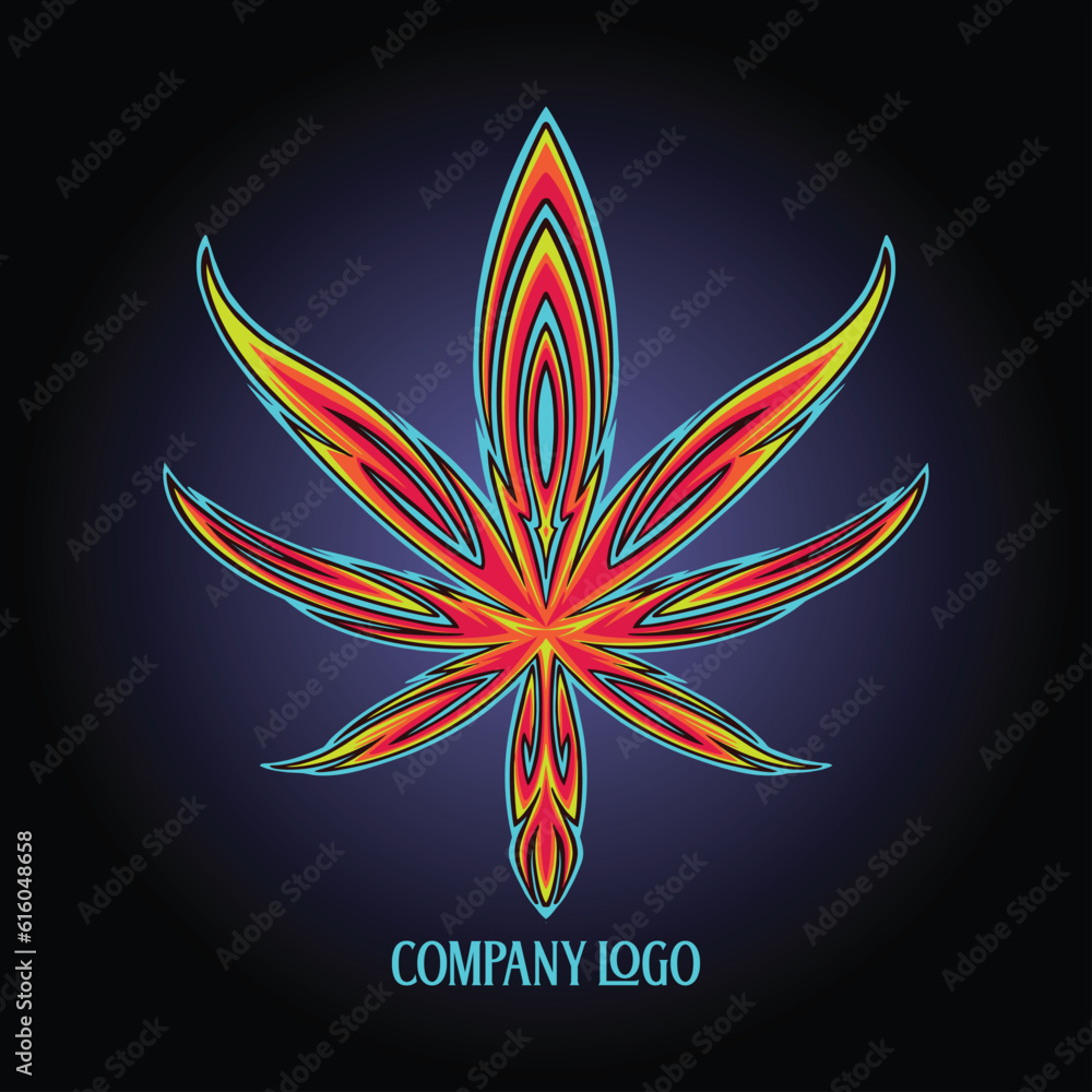 Cannabis sativa leaf pinstripe tribal ornament illustrations vector illustrations for your work logo, merchandise t-shirt, stickers and label designs, poster, greeting cards advertising business