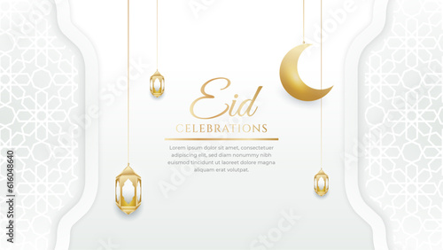 vector beautiful eid mubarak islamic white and gold