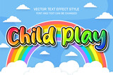 child play baby children fantasy typography editable text effect font style template cute background design