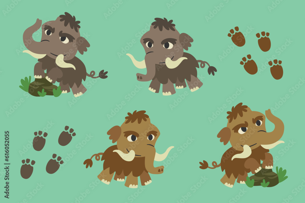 Obraz premium graphic element mammoth illustration for children, school props, education and t-shirt design