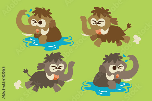 graphic element mammoth illustration for children, school props, education and t-shirt design