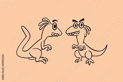line art illustration of raptor for kids, school props, education and t-shirt design