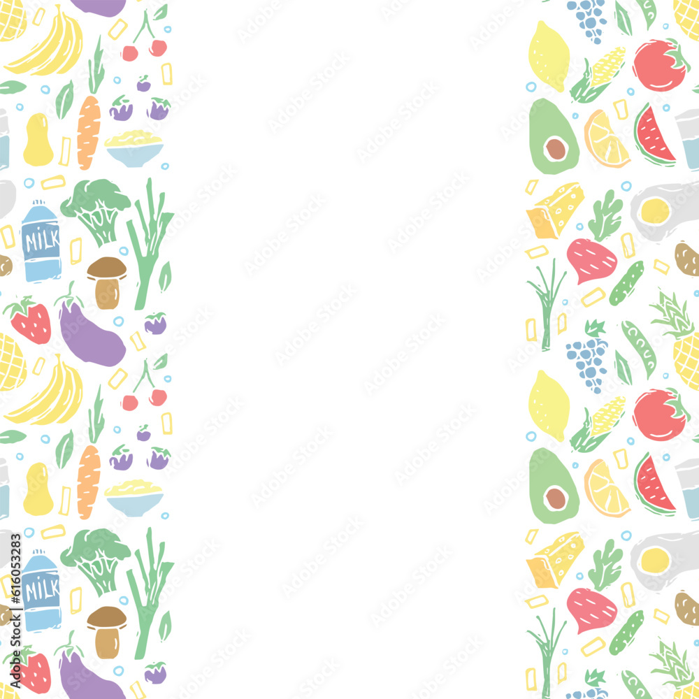Healthy food frame. Drawn healthy food background Healthy food frame. Drawn healthy food background