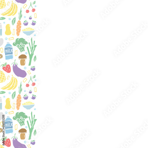 Healthy food frame. Drawn healthy food background