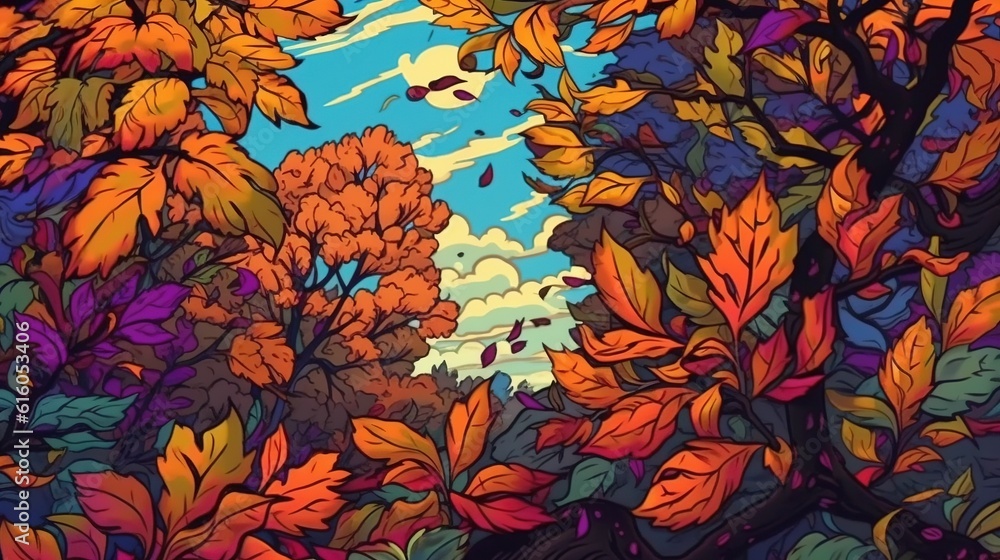 Captivating autumn foliage . Fantasy concept , Illustration painting.