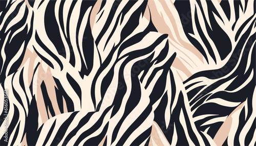 Hand drawn contemporary abstract zebra striped print. Modern fashionable template for design