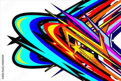 Abstract racing background vector design with a unique striped pattern and bright colors, and with a star effect, perfect for your wrapping design
