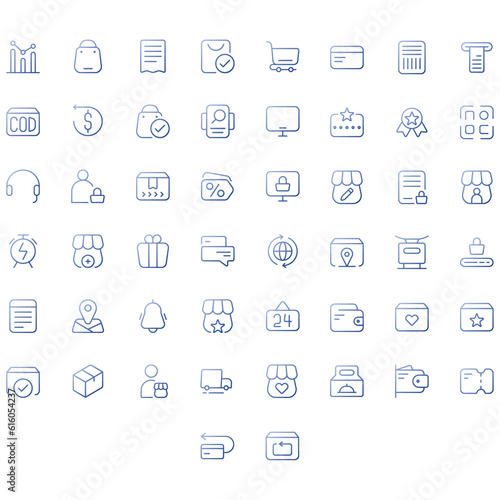 Vector of Online Shopping Icon Set Thin Gradient. Perfect for user interface, new application.