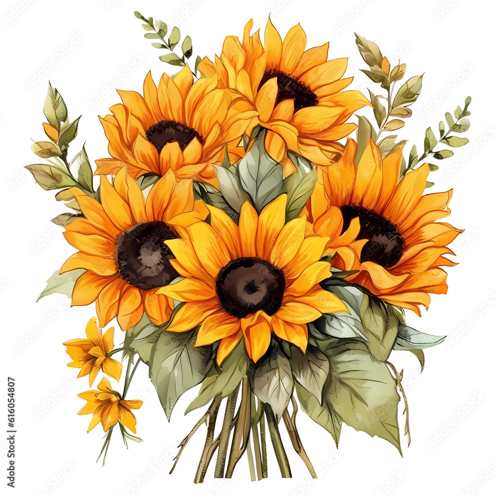 Beautiful Sunflower bouquet illustration transparent background Beautiful Sunflower bouquet illustration transparent background