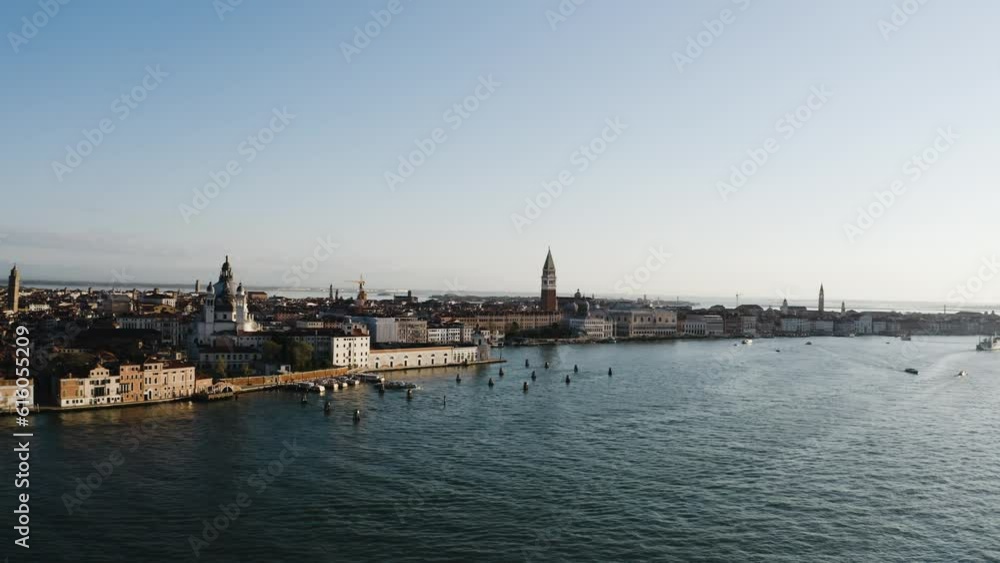 Aerial view approaching Venice, Italy from the sea. Aerial view approaching Venice, Italy from the sea.