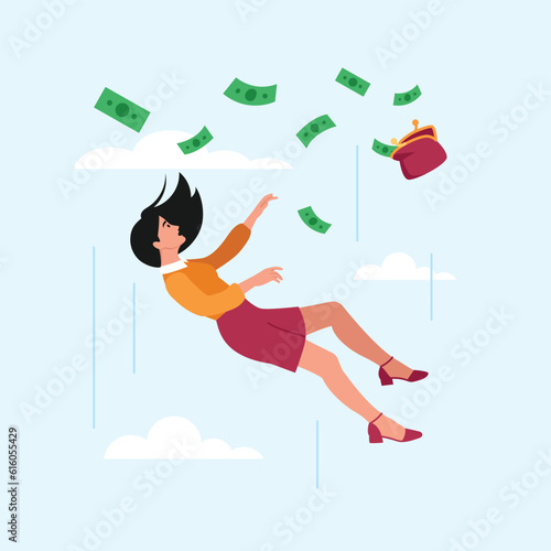Bankrupt. Girl falls