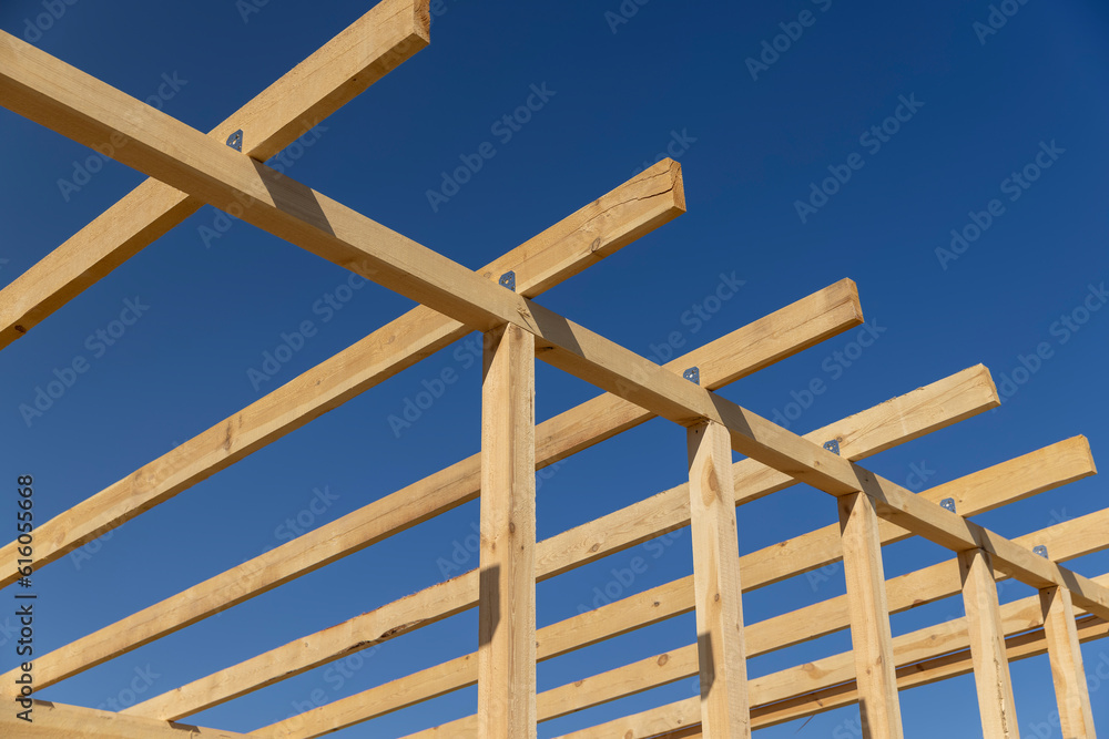 the wooden part of the prefabricated structure of a frame building the wooden part of the prefabricated structure of a frame building